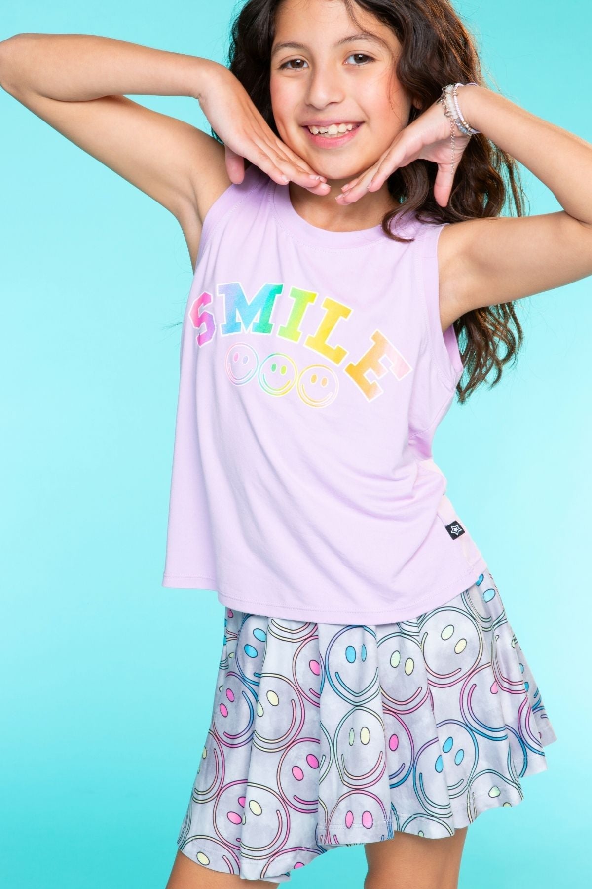 Simply Soft Skort - Pink Daisy Rainbow