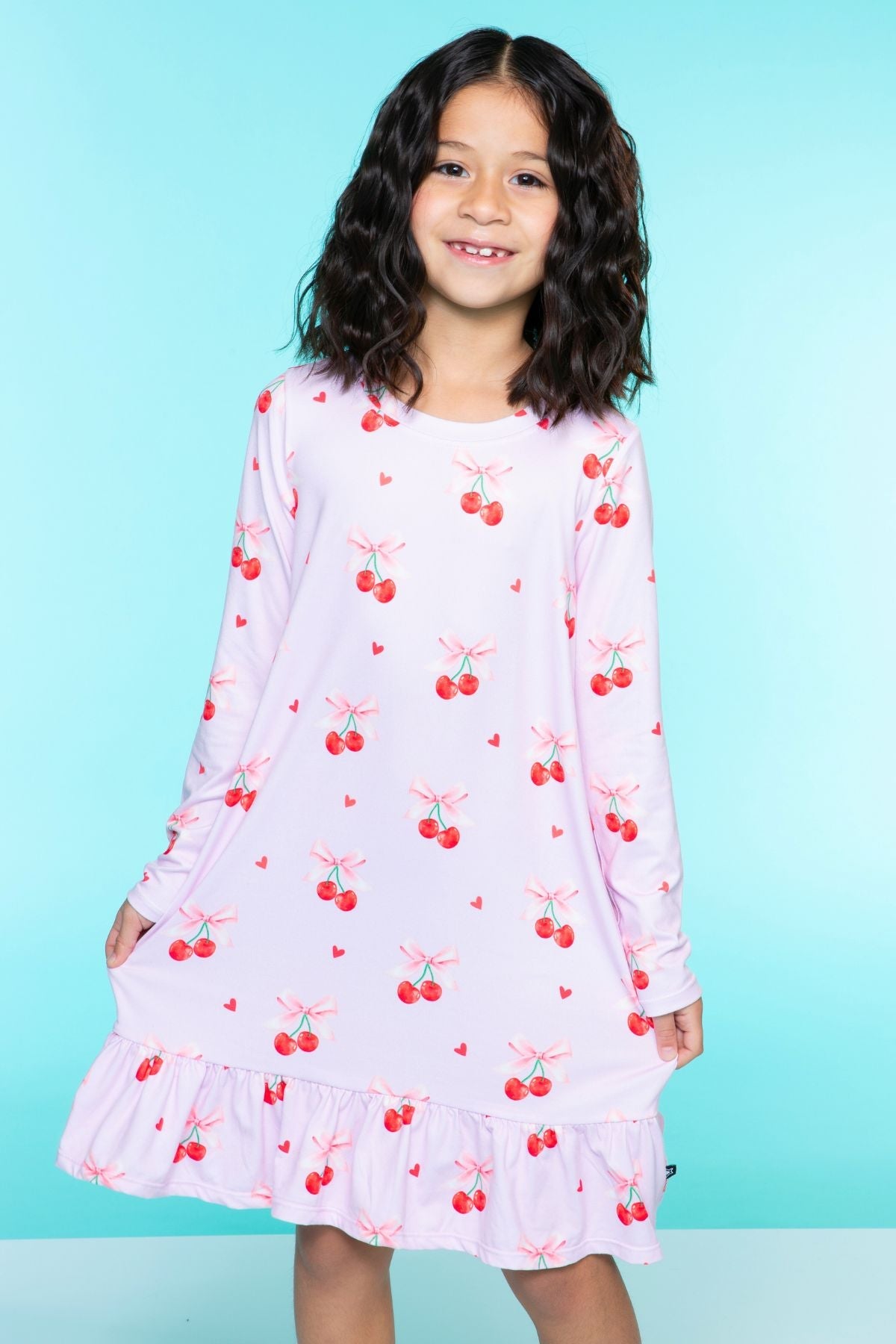 Simply Soft Long Sleeve Ruffle Lounge Dress - Lilac Rainbow Gummy Bear - NEW!