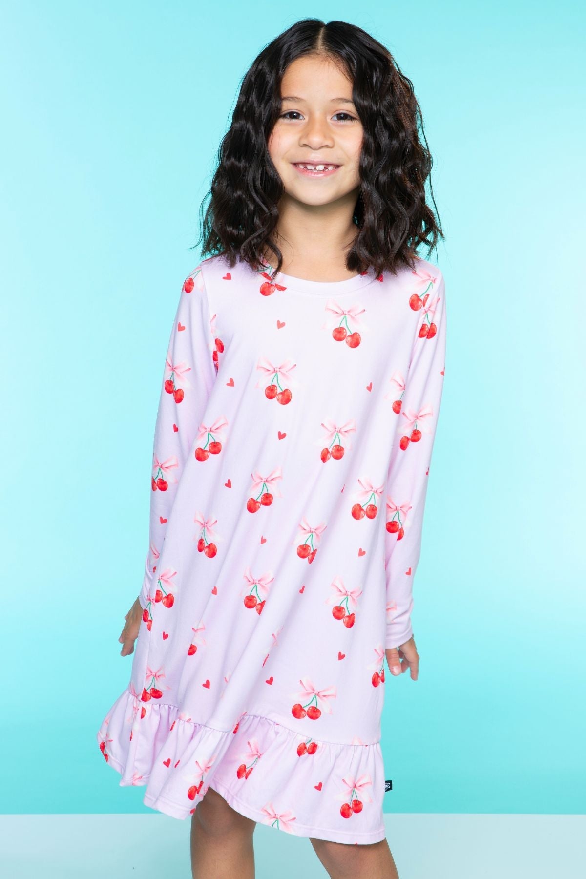 Simply Soft Long Sleeve Ruffle Lounge Dress - Lilac Rainbow Gummy Bear - NEW!