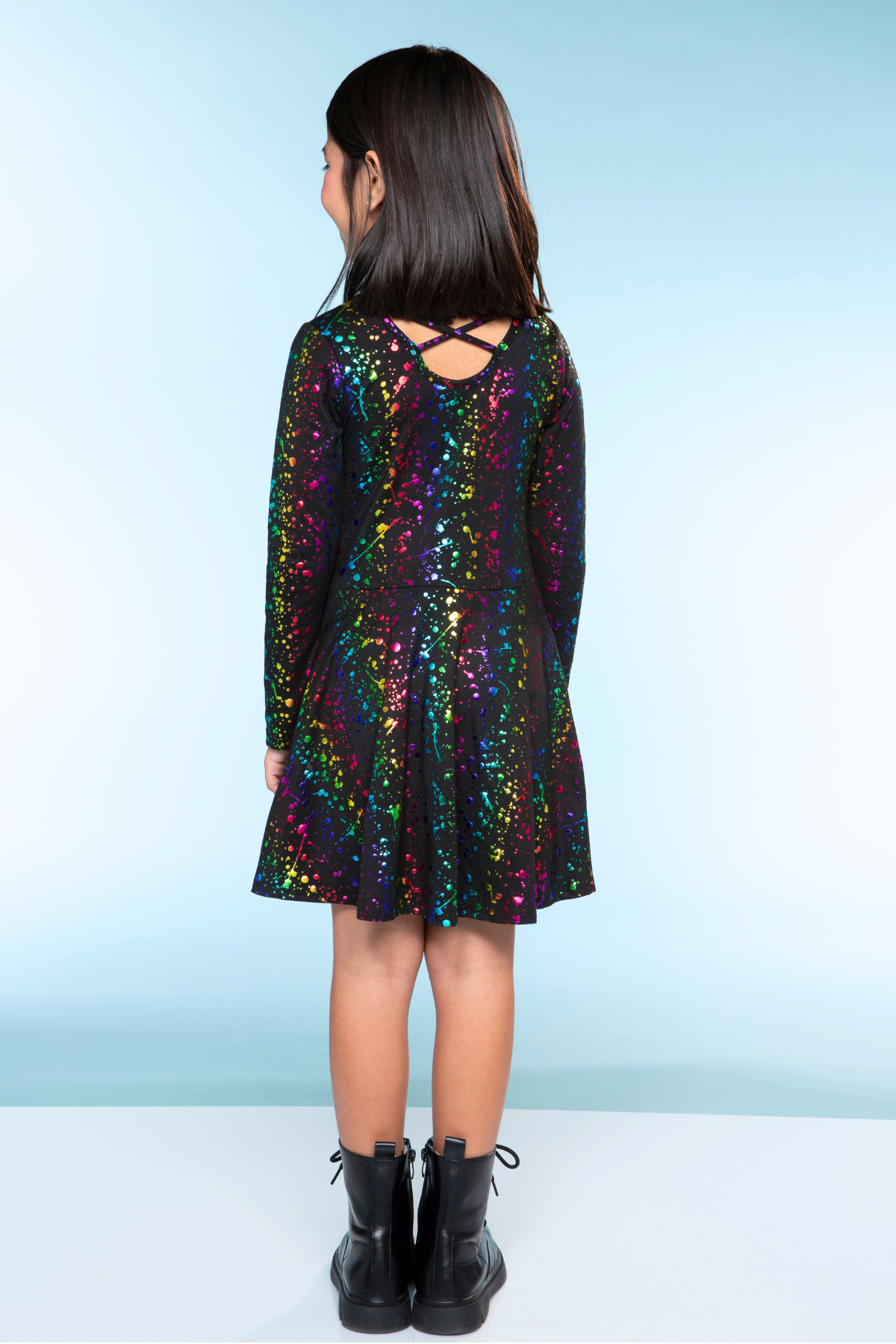 Simply Soft Long Sleeve Skater Dress - Purple Pink Elements