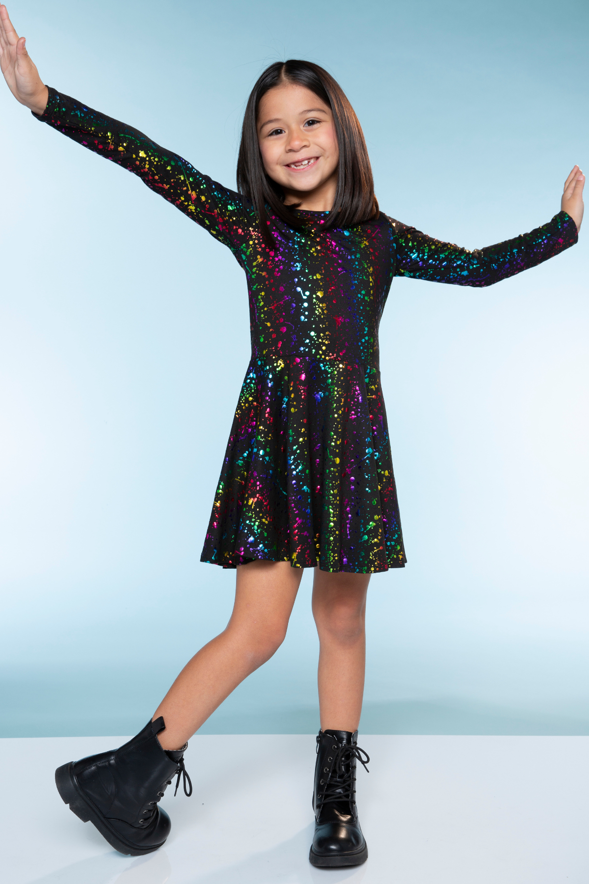 Simply Soft Long Sleeve Skater Dress - Purple Pink Elements