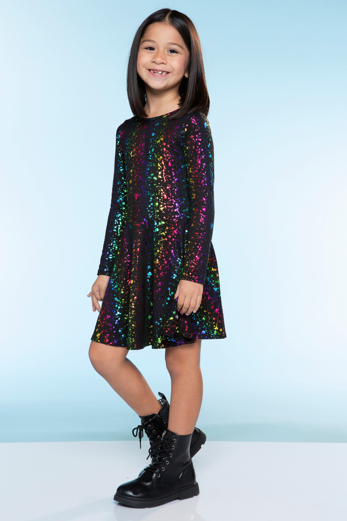 Simply Soft Long Sleeve Skater Dress - Purple Pink Elements