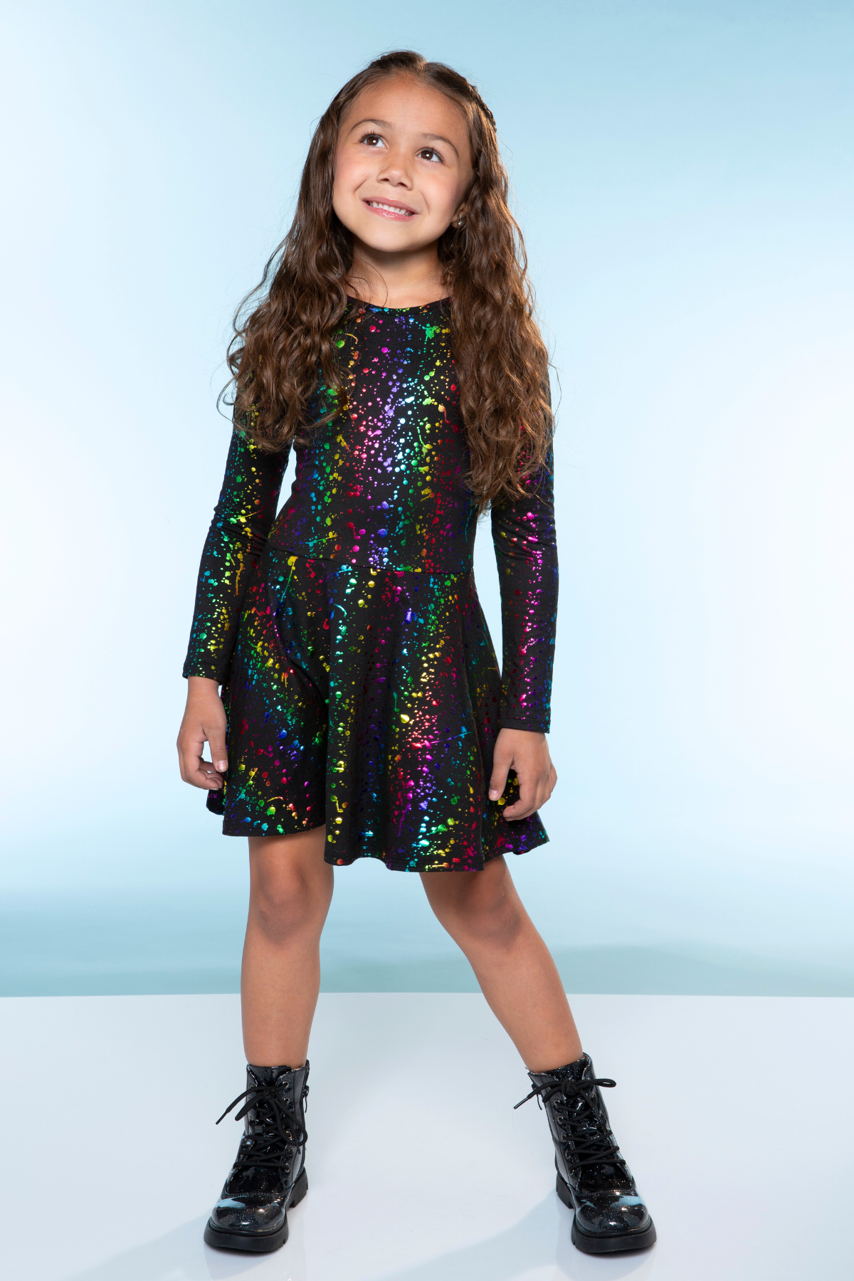Simply Soft Long Sleeve Skater Dress - Purple Pink Elements