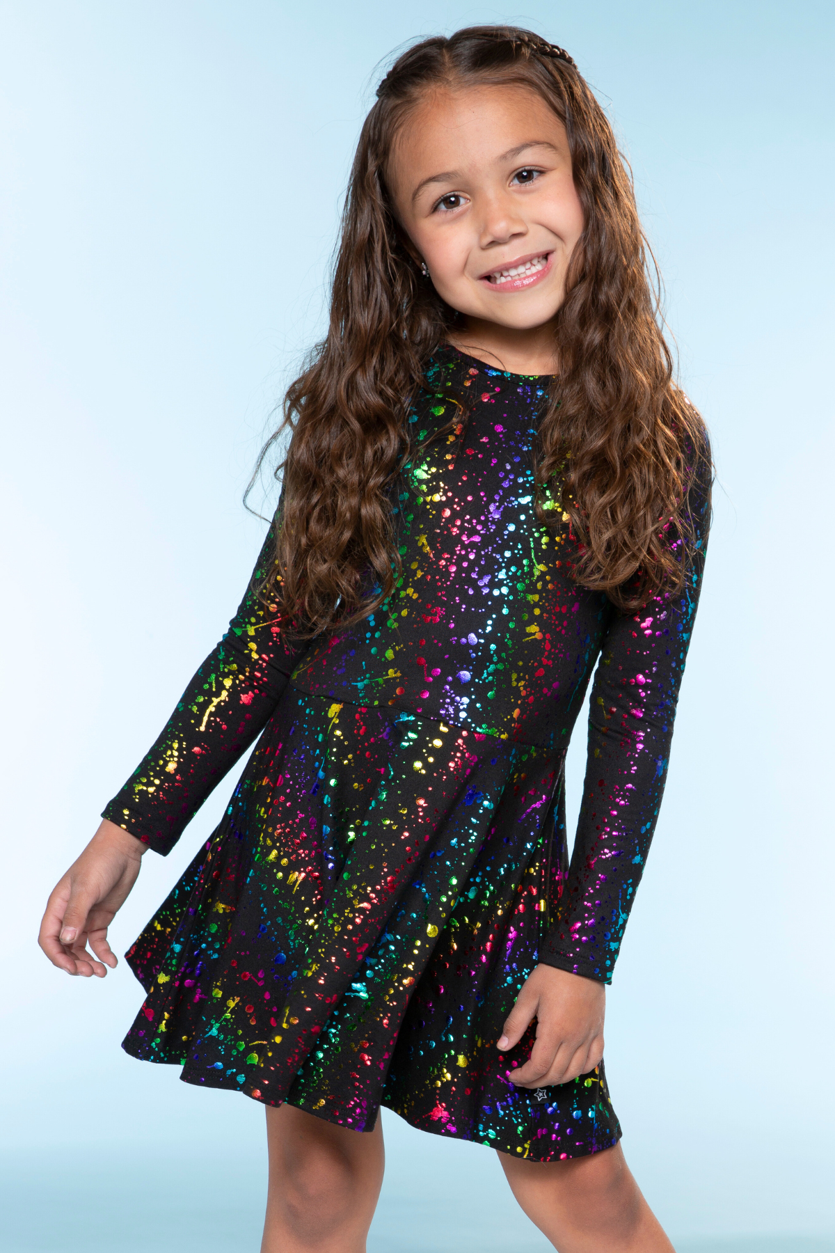 Simply Soft Long Sleeve Skater Dress - Purple Pink Elements