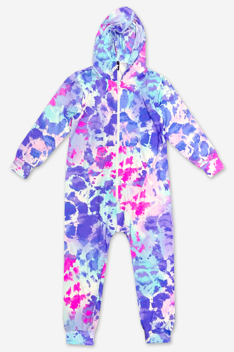 Simply Soft Hooded Zip Onesie - Pink Rainbows