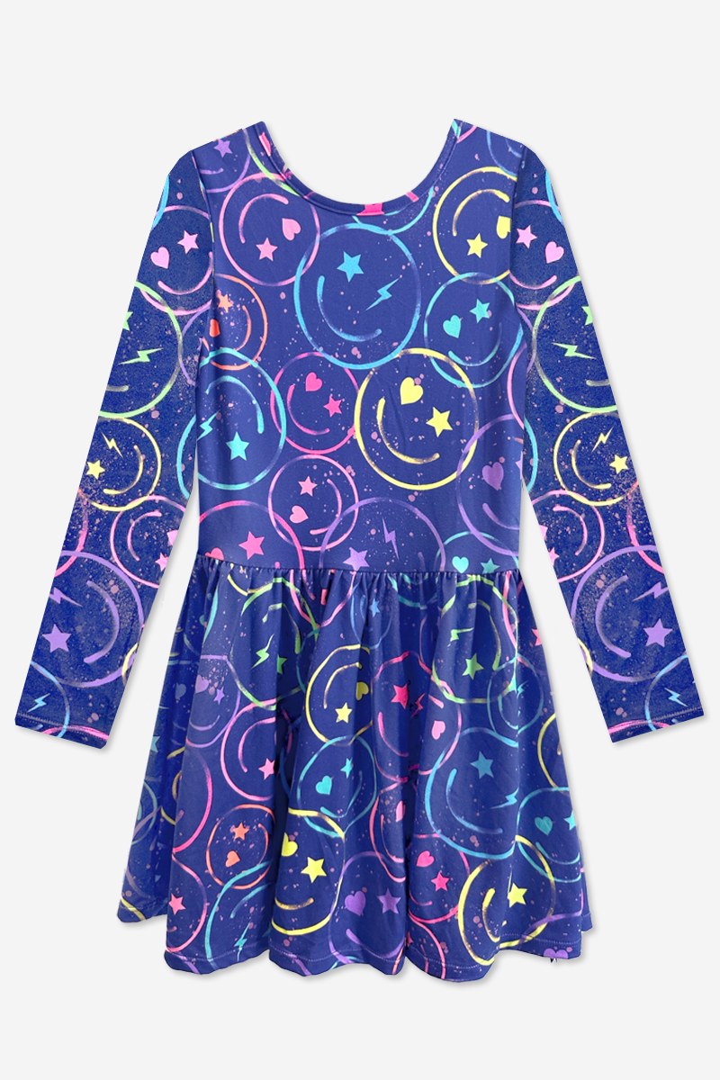 Simply Soft Long Sleeve Be Happy Dress.. - Rainbow Star