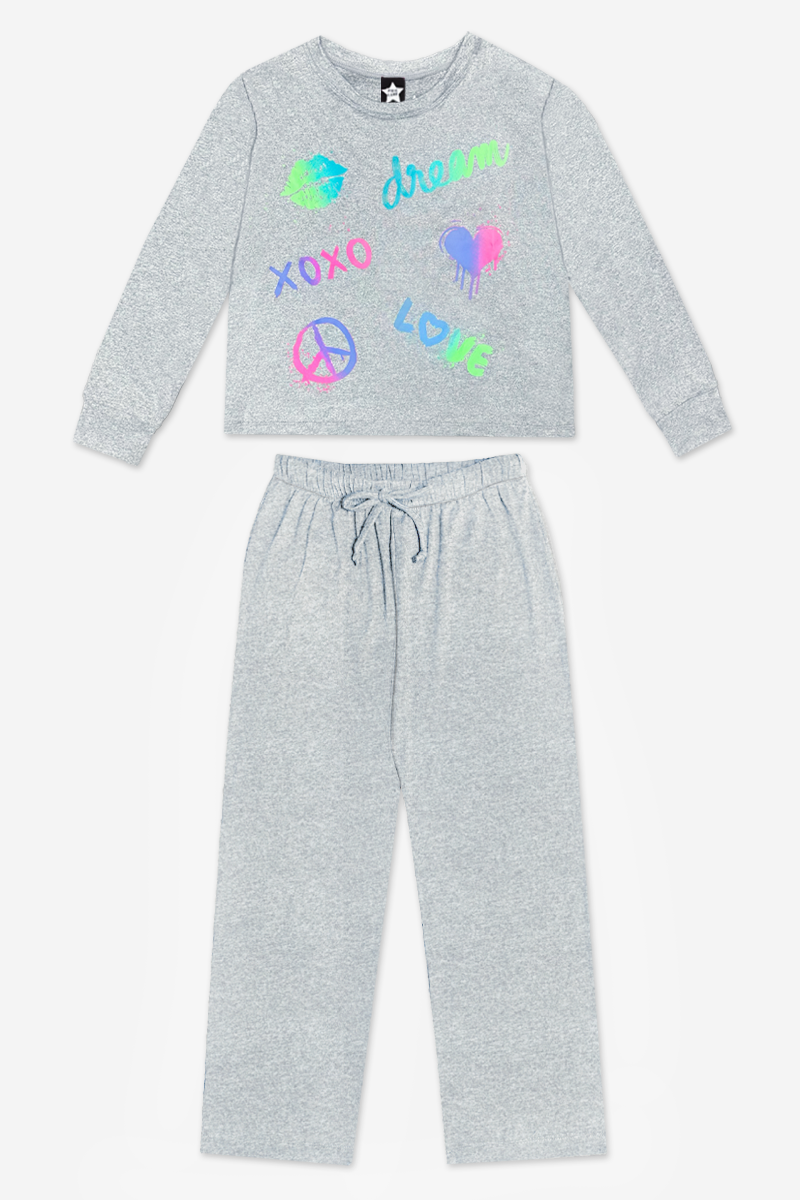 Simply Soft Long Sleeve Easy Tee & Karate Pant - Ivory Cherries & Bears