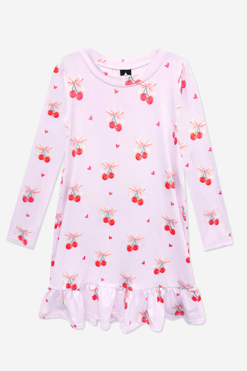 Simply Soft Long Sleeve Ruffle Lounge Dress - Lilac Rainbow Gummy Bear - NEW!