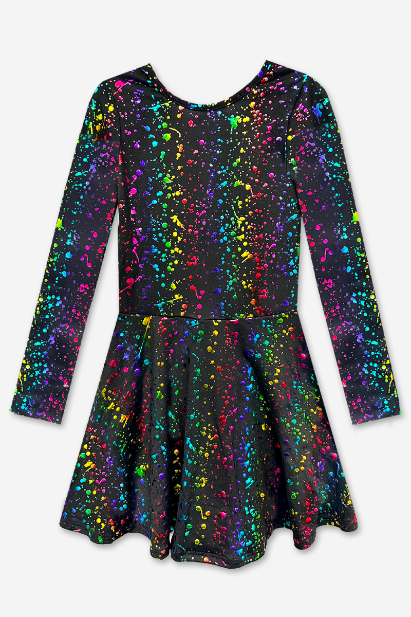 Simply Soft Long Sleeve Skater Dress - Purple Pink Elements