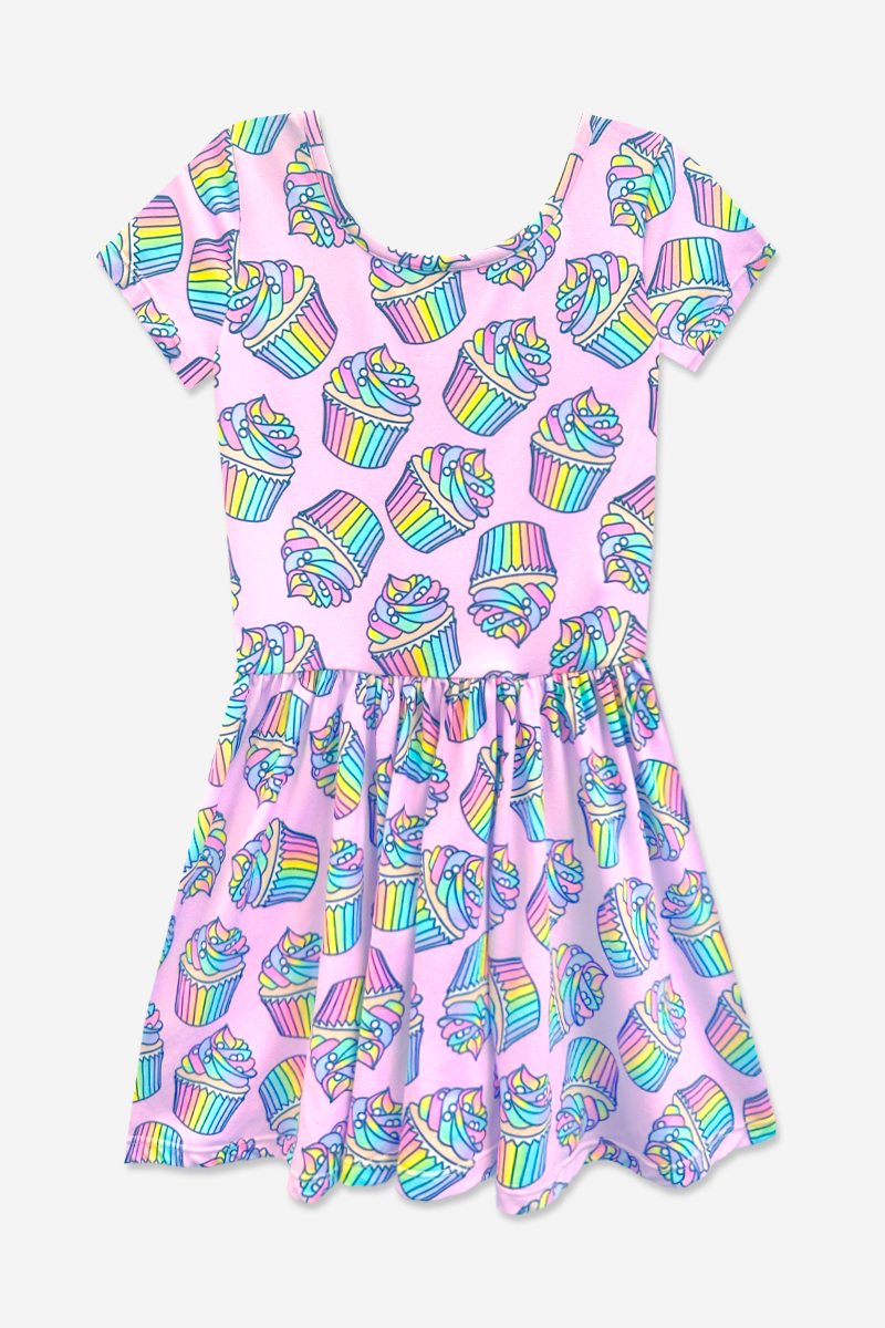 Simply Soft Short Sleeve Be Happy Dress - Tie Dye Rainbow Donuts - NEW!