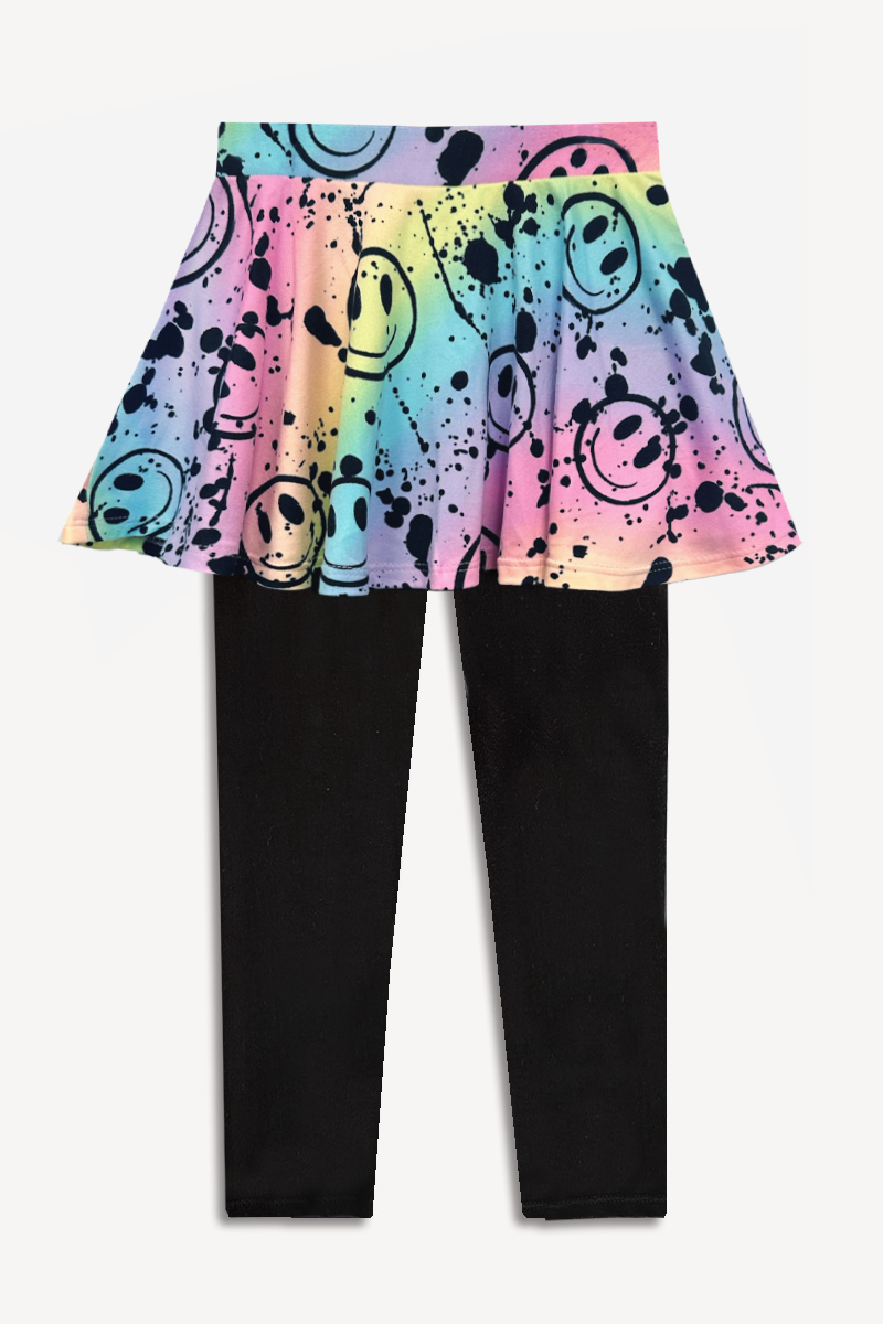 Simply Soft Skater Legging - Neon Lt Pink Leopard Splatter Black