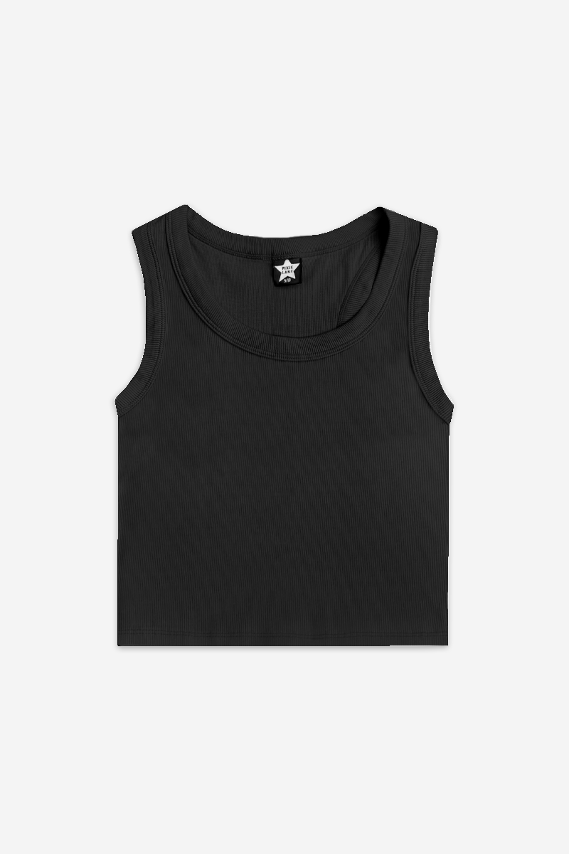 Ultra-Soft Ribbed Cropped Racer Tank - White
