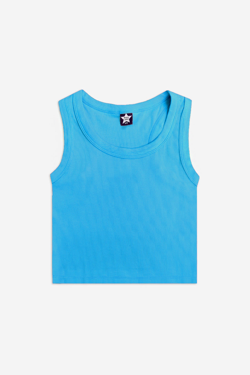 Ultra-Soft Ribbed Cropped Racer Tank - White