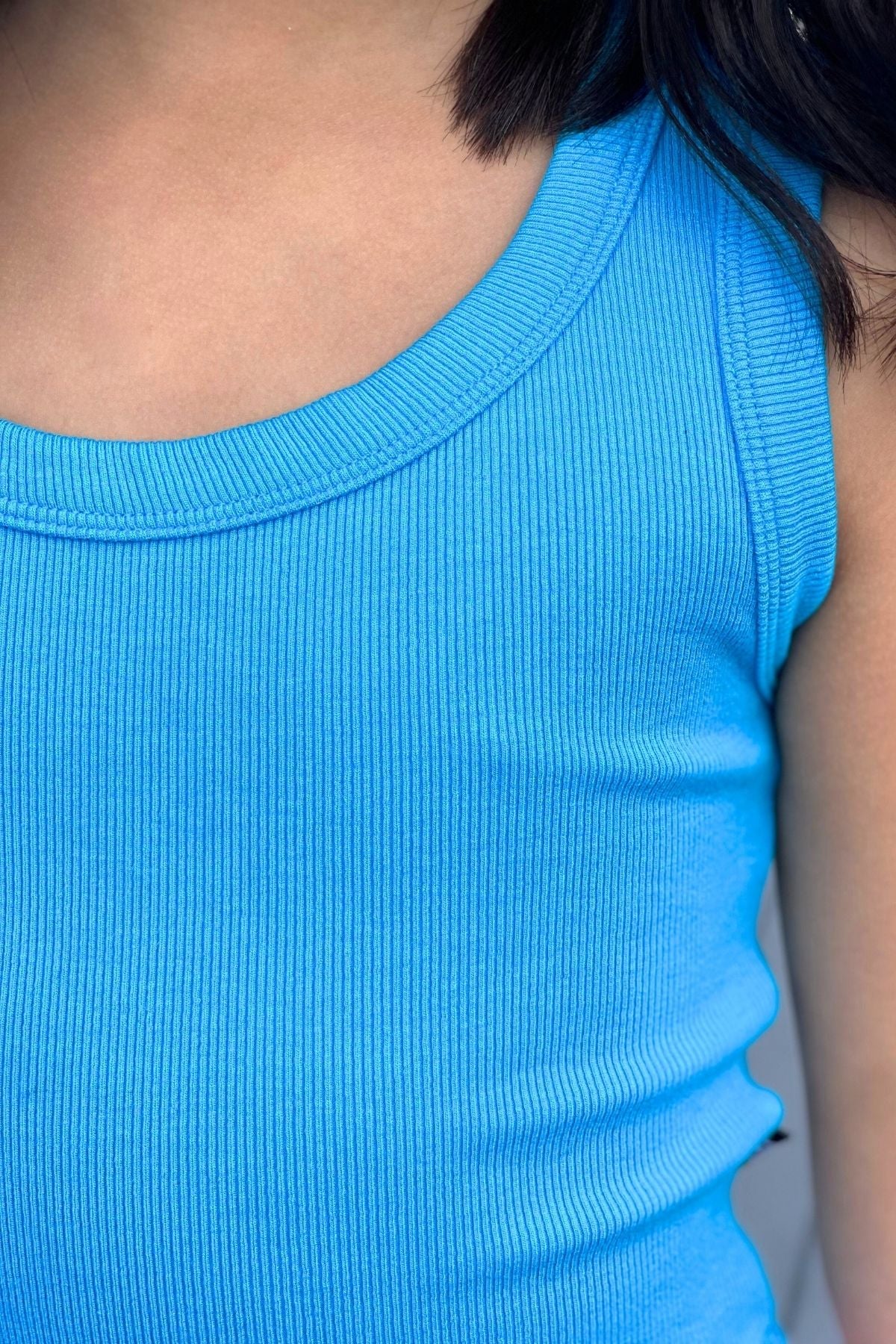Ultra-Soft Ribbed Cropped Racer Tank - White