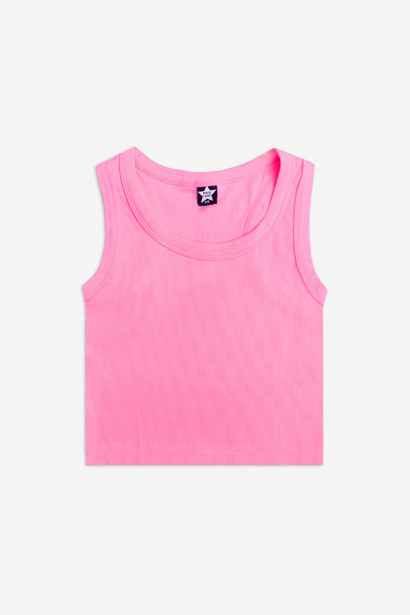 Ultra-Soft Ribbed Cropped Racer Tank - White