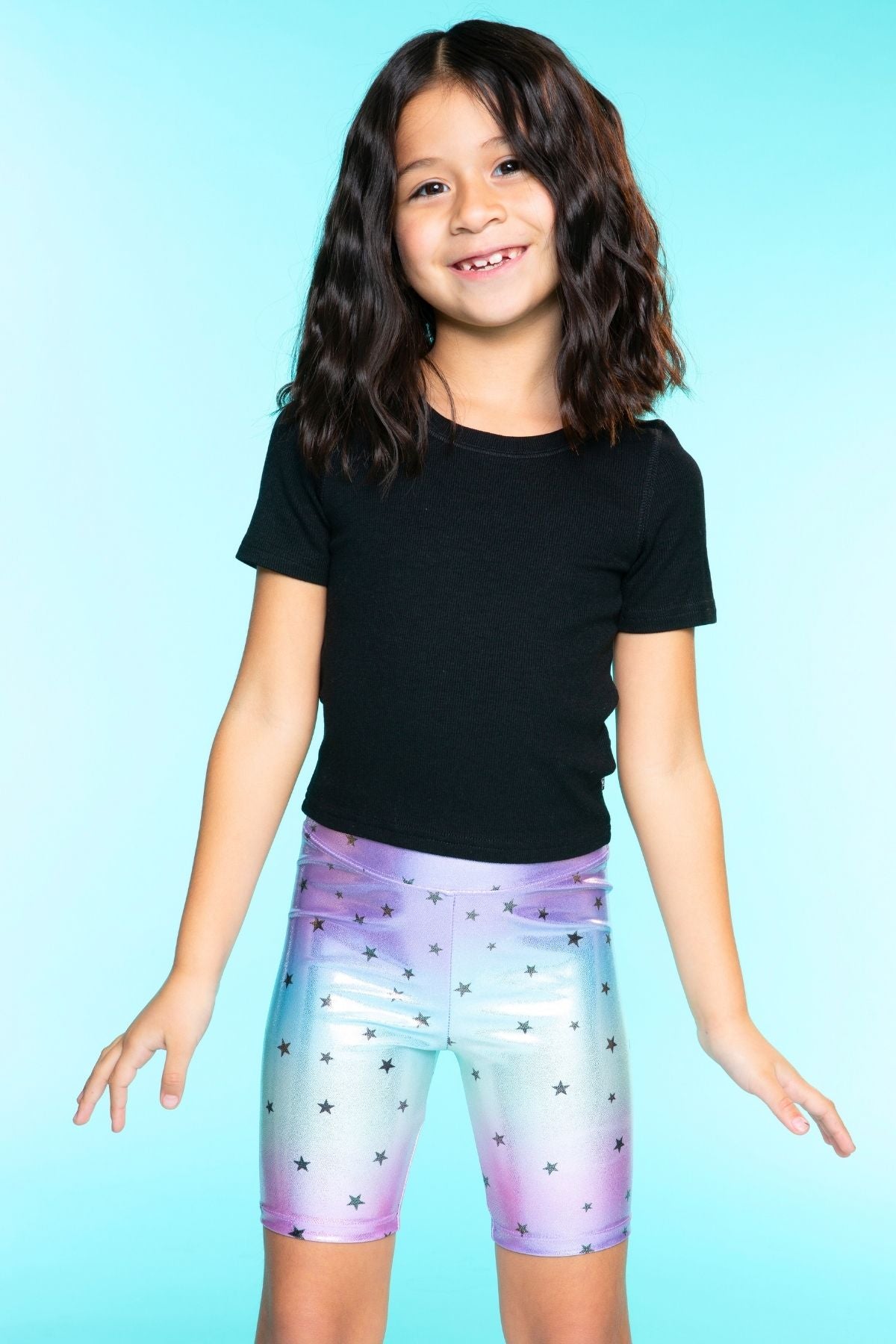 High Shine Biker Short - Silver Rainbow Gummy Bear