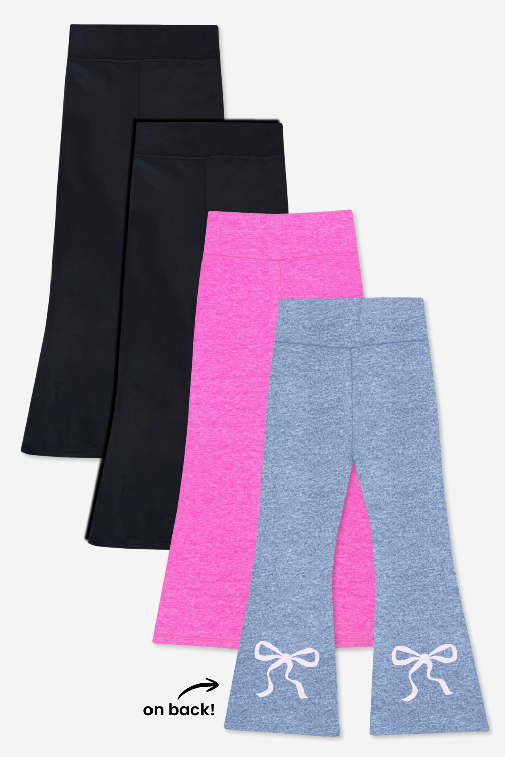 4-Pack Simply Soft Luxe Flare Legging - Black | Steel Black Stars | Vintage Denim Elements