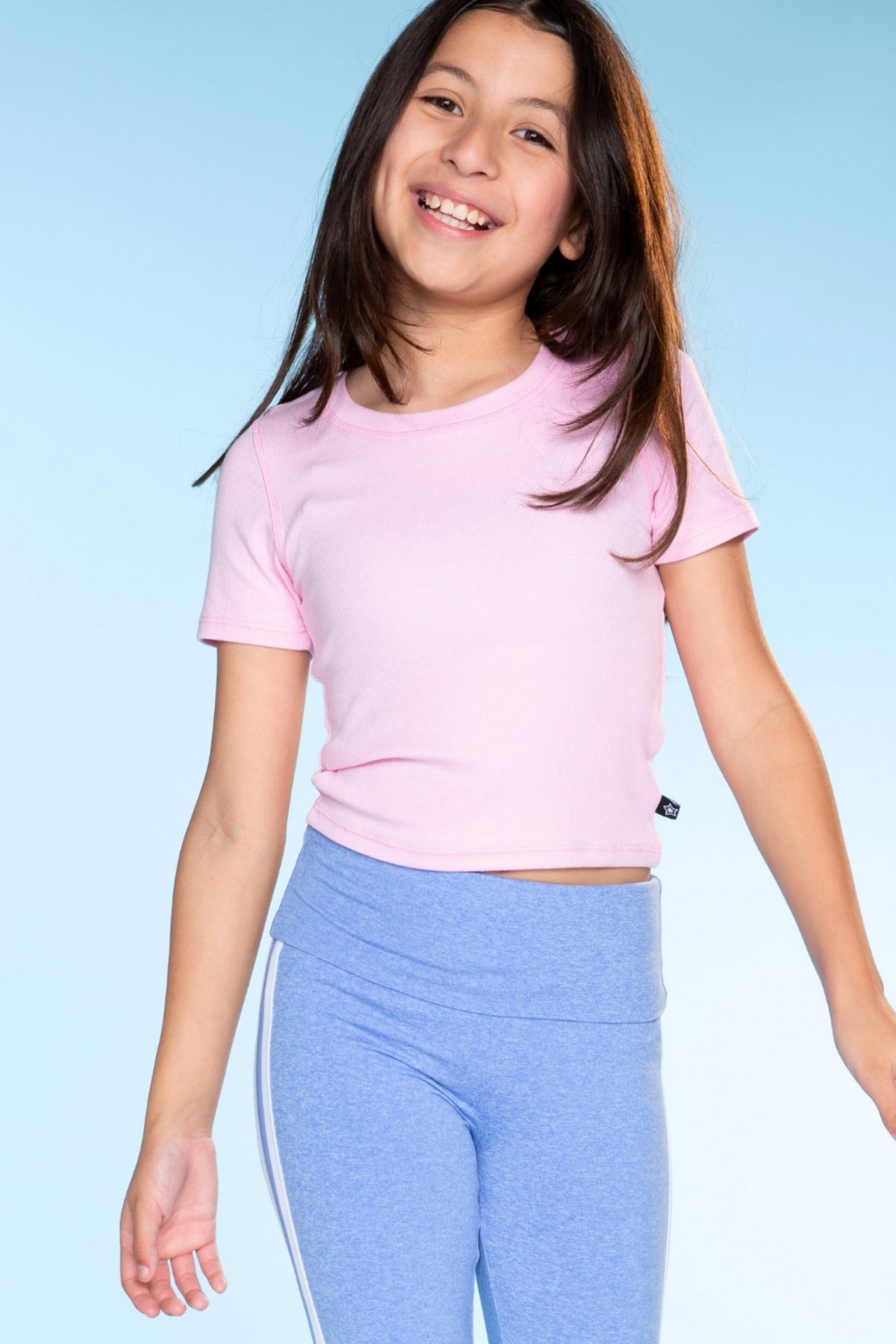 Simply Soft Luxe Foldover Flare - Dusty Pink White Stripe