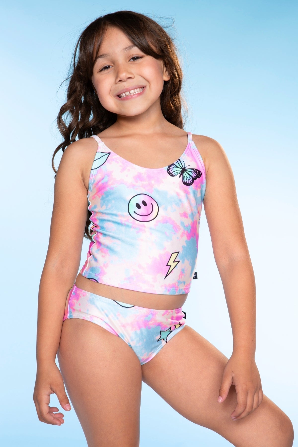 High Shine Tankini - Pastel Rainbow Tie Dye Emoji