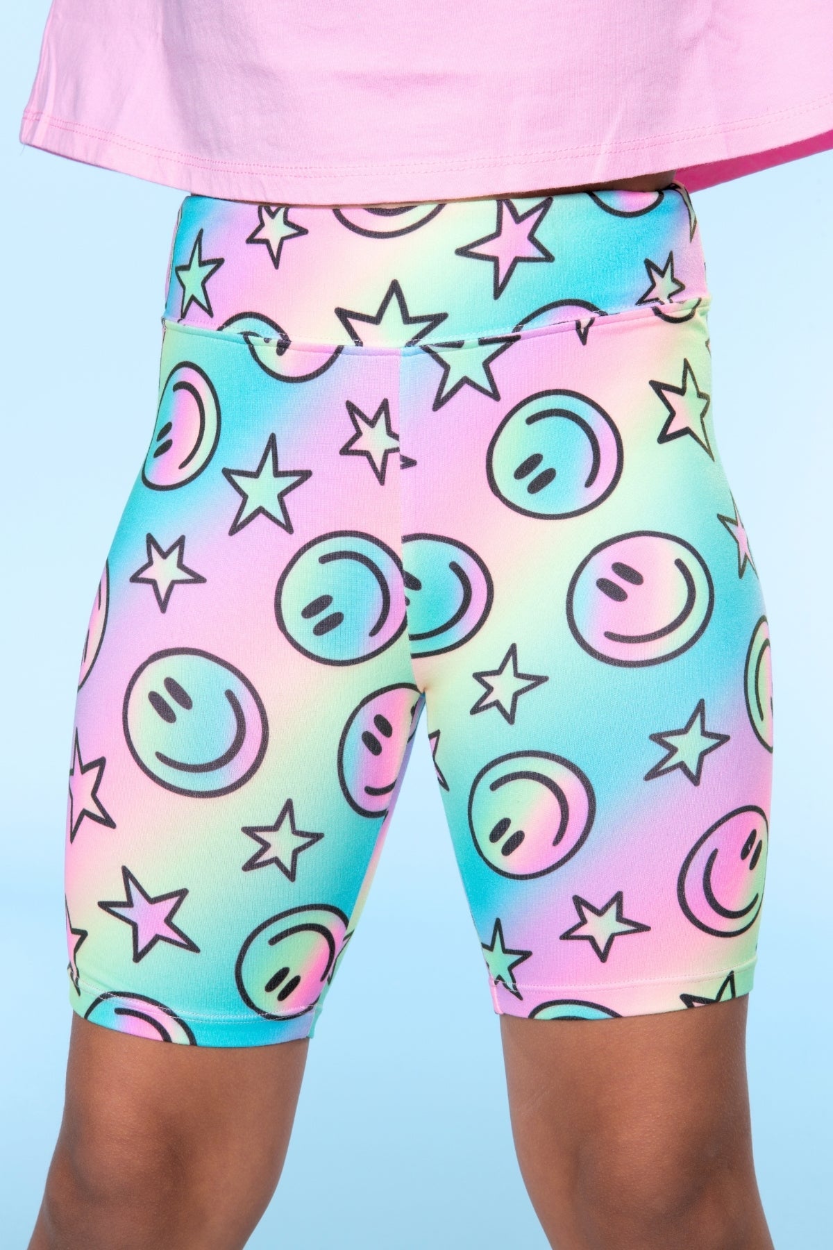Simply Soft Biker Short - Denim Leopard Splatter