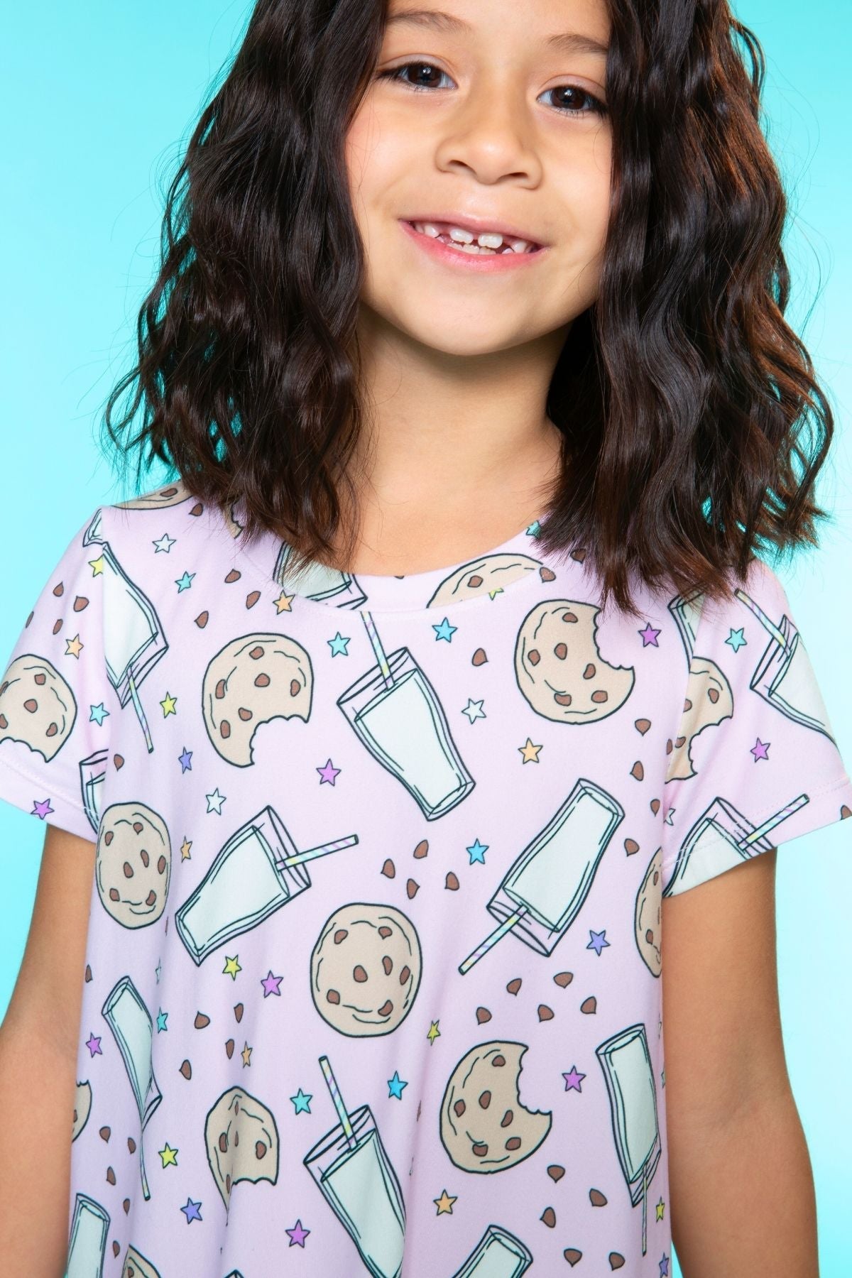 Simply Soft Short Sleeve Ruffle Lounge Dress - Lilac Rainbow Gummy Bear