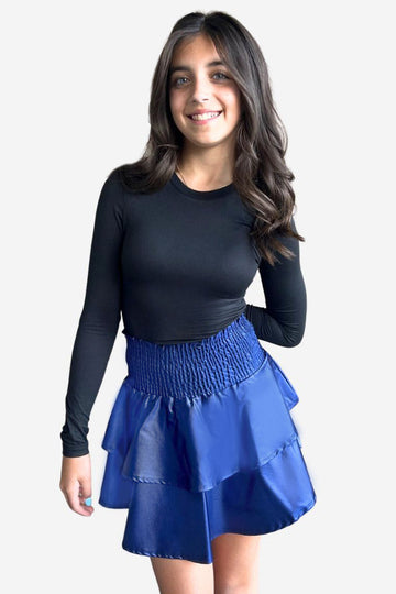 Smocked Skirt - Navy Liquid