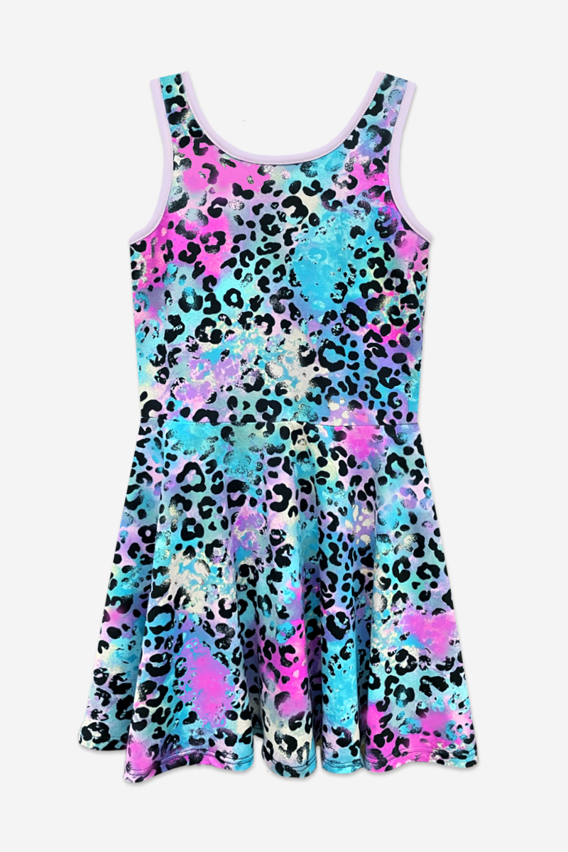 Simply Soft Tank Skater Dress - Orchid Spray Paint Leopard