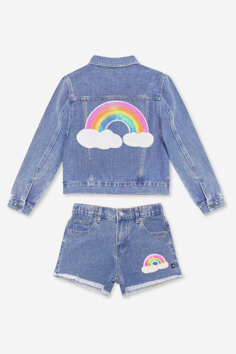 2 Pack Denim It Girl Set - Denim Sequin Rainbow