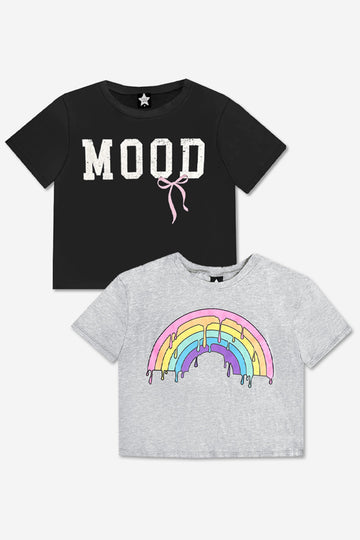 2-Pack Washed Cotton Drop Shoulder Tee - Black | Heather Grey - NEW!