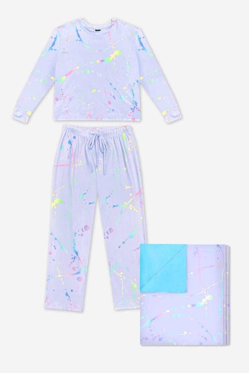 Pack Simply Soft L/S Wide Leg Lounge Set & Blanket