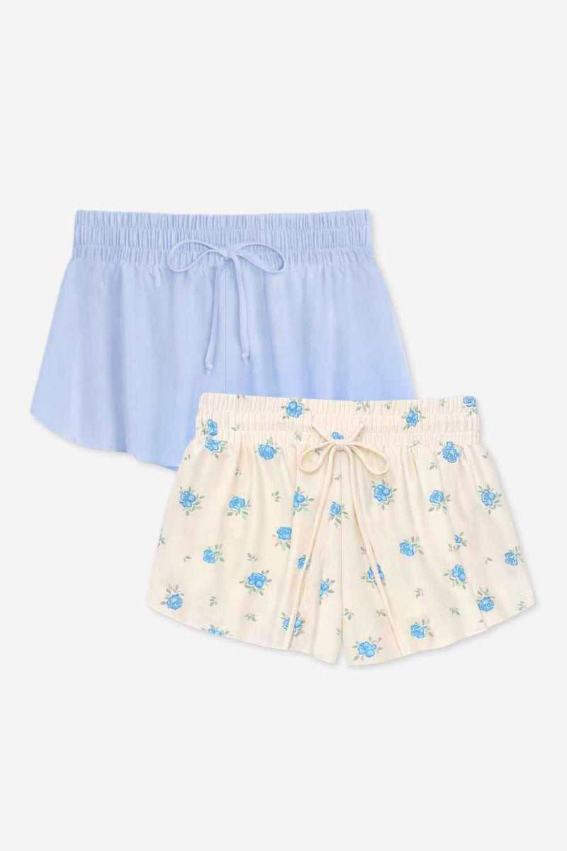 2 Pack - Air Swift Flowy Short - Ice Blue | Ivory Blue Floral