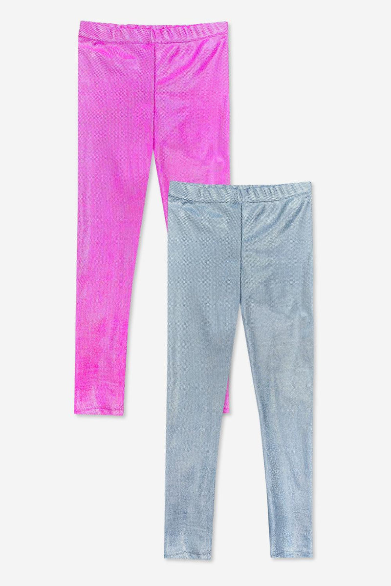 2-Pack Glitter Foil High Shine Legging - Silver Glitter | Hot Pink Glitter