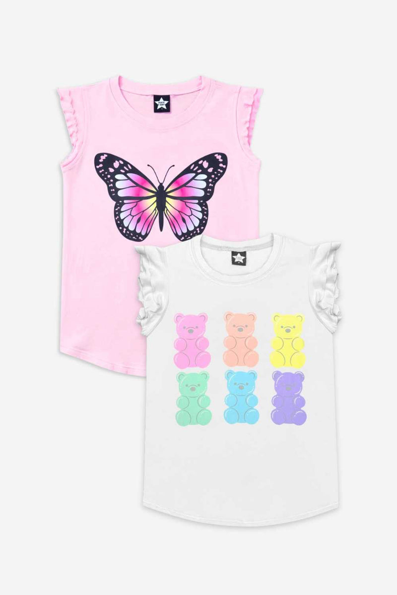 2 Pack - Modal Flutter Sleeve Shirttail Top