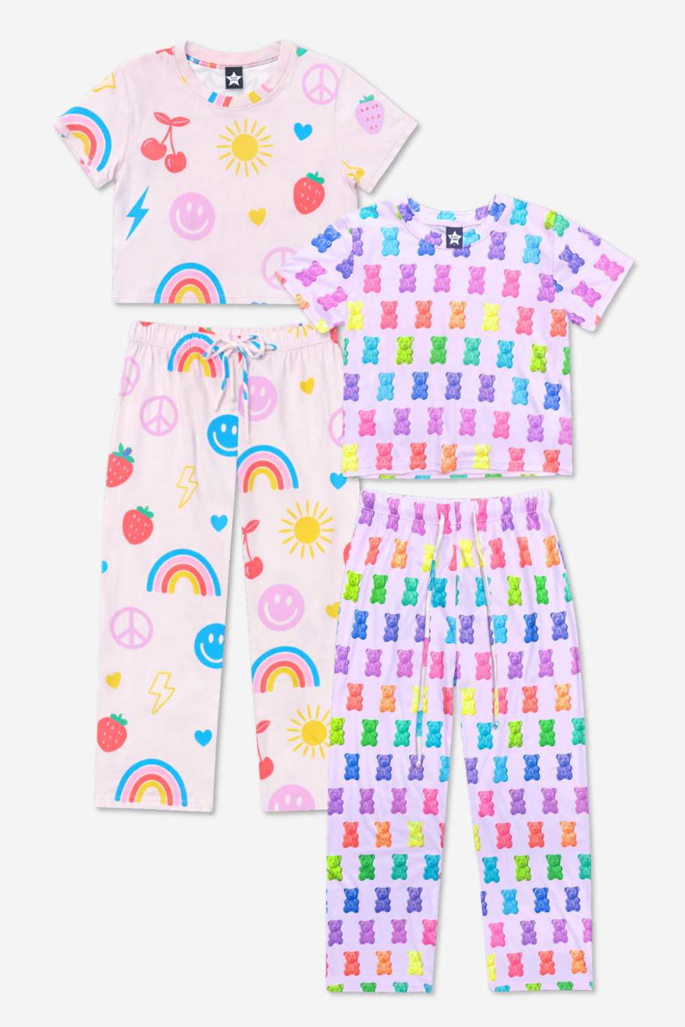 2-Pack Simply Soft Easy Tee & Karate Pant - Lilac Rainbow Gummy Bear | Pink Gingham Leopard