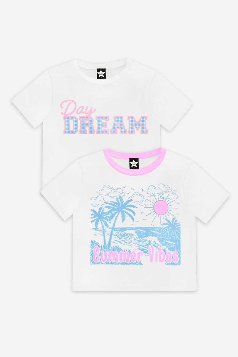 2 Pack Simply Soft Easy Tee - White Pink Beach | Ivory Gingham Daydream - NEW!