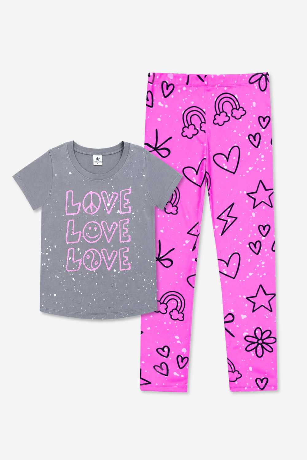 2 Pack Modal Short Sleeve Top & Simply Soft Long Legging - Charcoal Pink Love Splatter | Neon Pink Sketch Emoji - NEW!