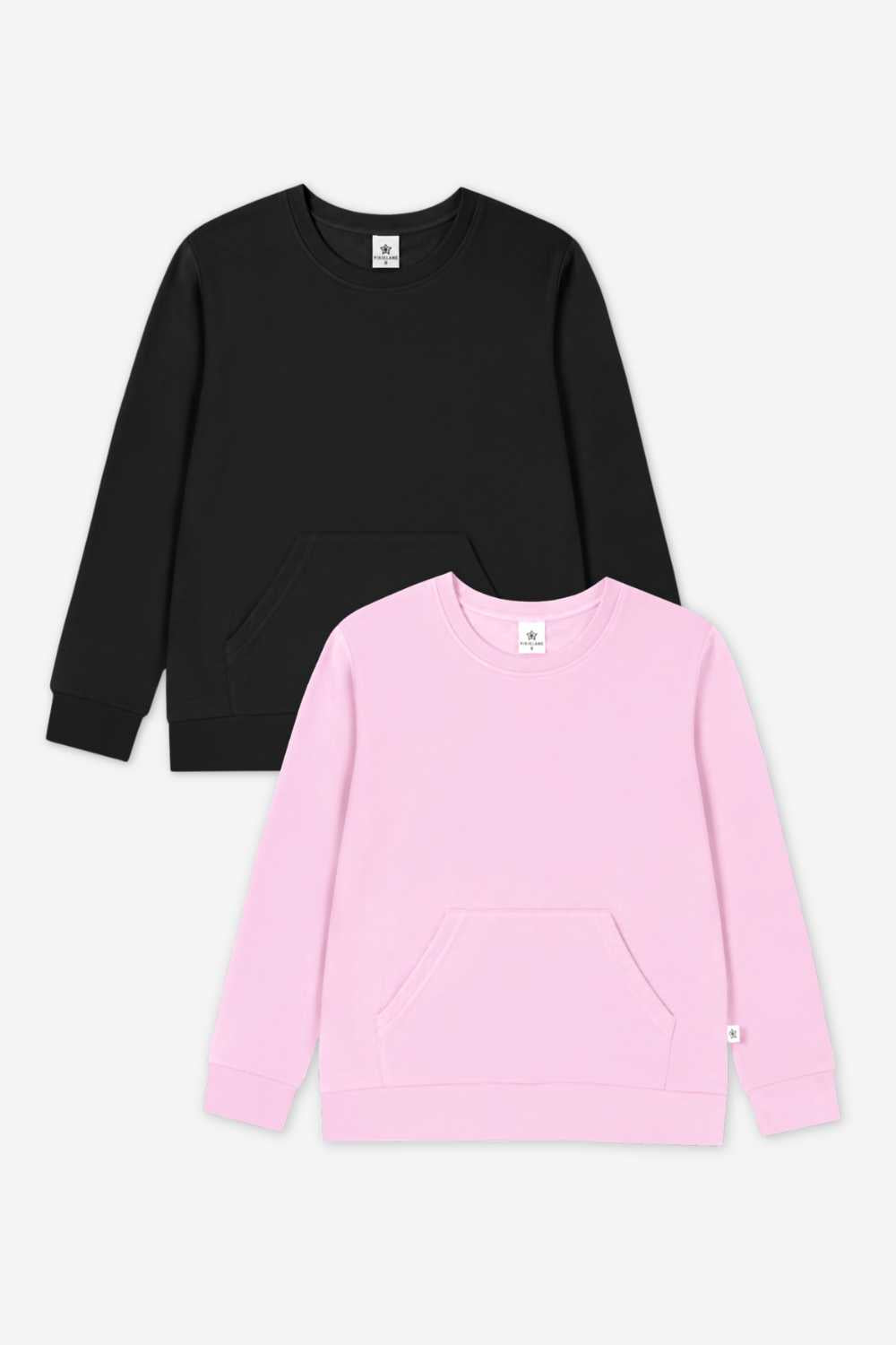 2-Pack Simply Soft Kanga Pocket Crew Top - Black | Dusty Pink - NEW!