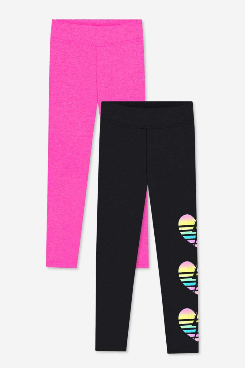 2-Pack Simply Soft Luxe Legging - Neon Pink | Black Rainbow Heart Bolt - NEW!