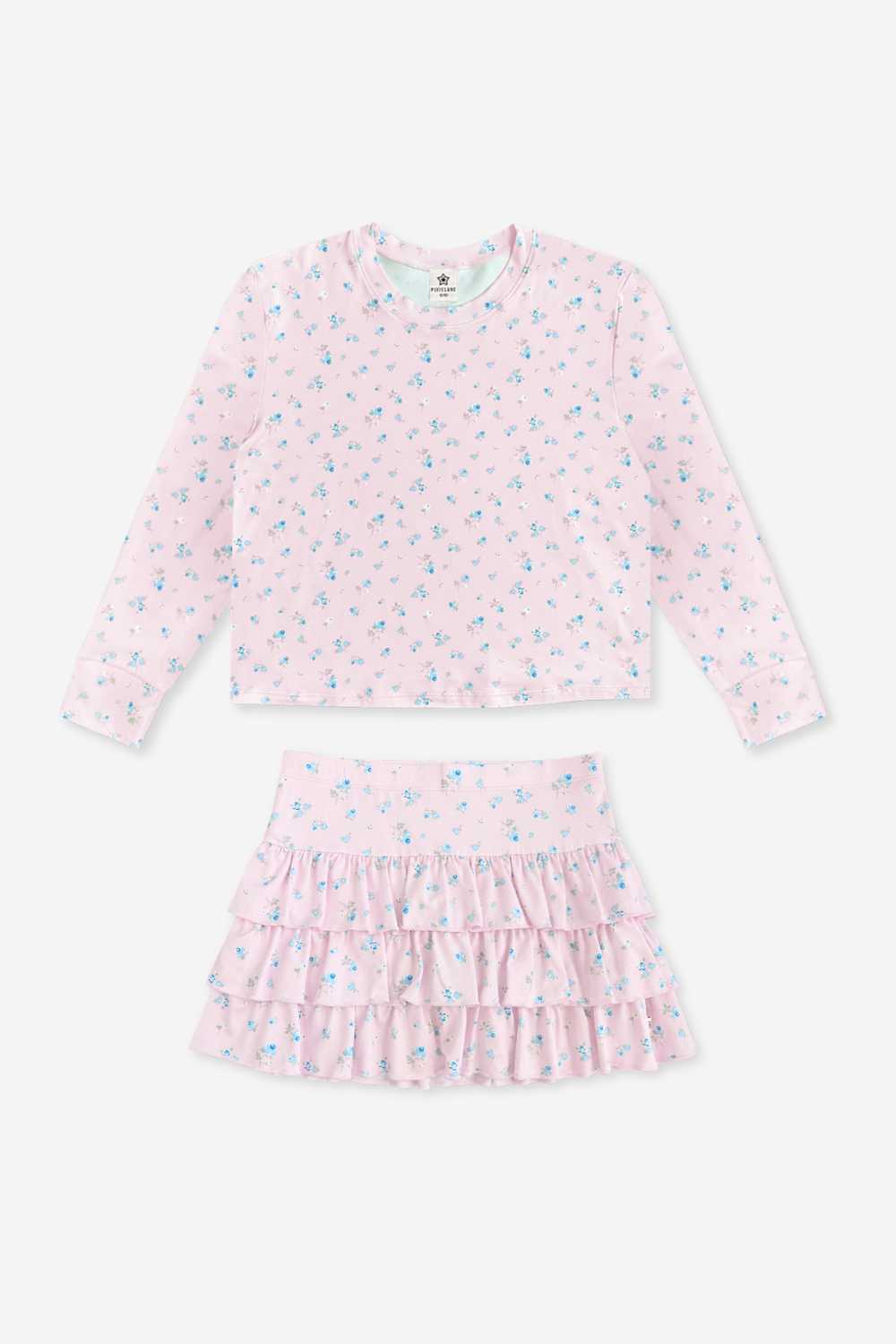 2 Pack Simply Soft Long Sleeve Easy Tee & Triple Ruffle Skort
