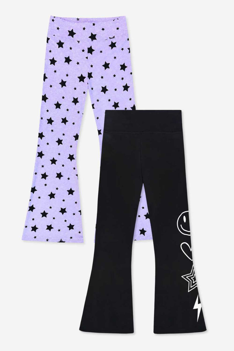 2-Pack Simply Soft Luxe Flare Legging - Lilac Star | Black Emoji - NEW!