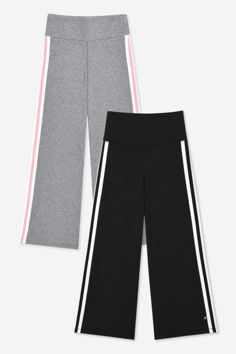 2-Pack Simply Soft Luxe Wide Leg Pant - Black White Stripe | Steel Pink White Stripe - NEW!