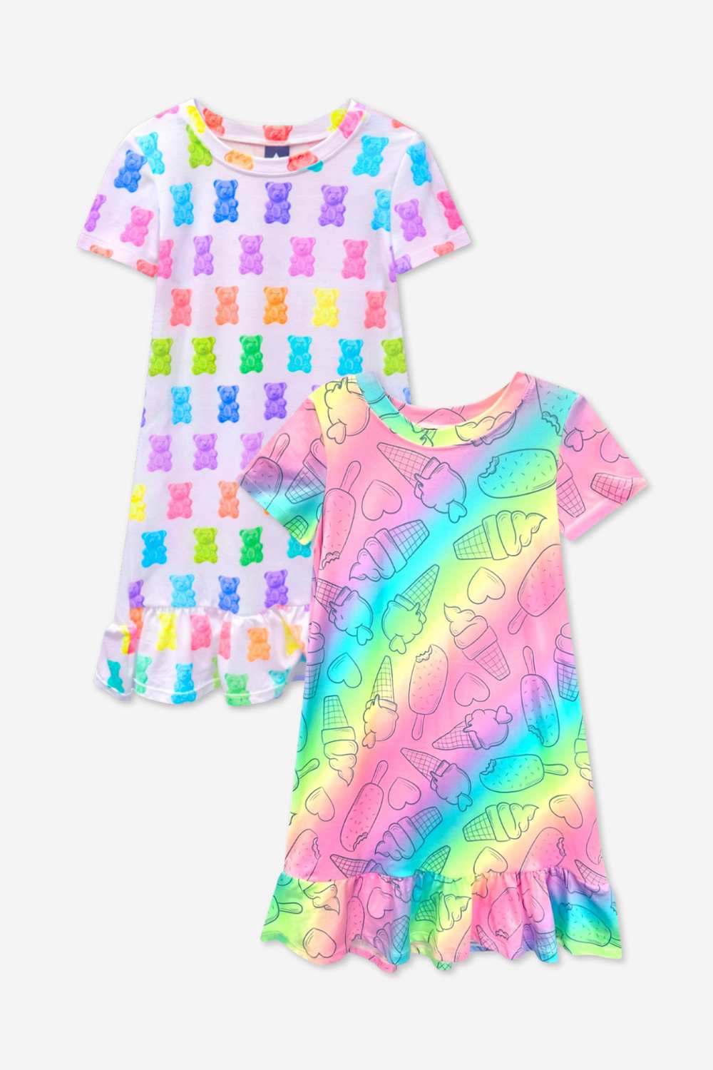 2-Pack Simply Soft Short Sleeve Ruffle Lounge Dress