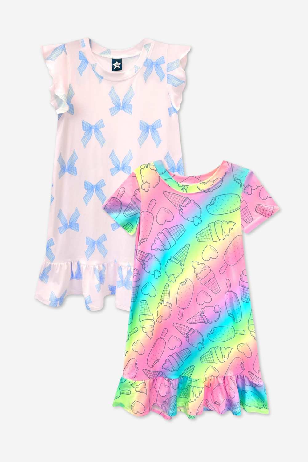 2-Pack Simply Soft Short Sleeve Ruffle Lounge Dress