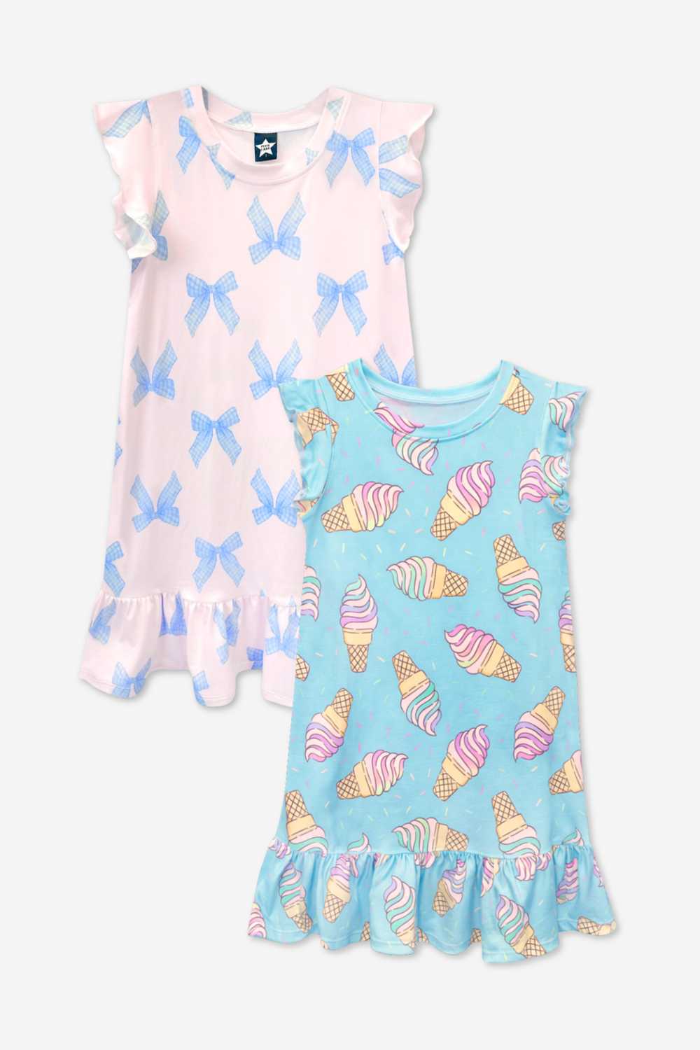 2-Pack Simply Soft Short Sleeve Ruffle Lounge Dress