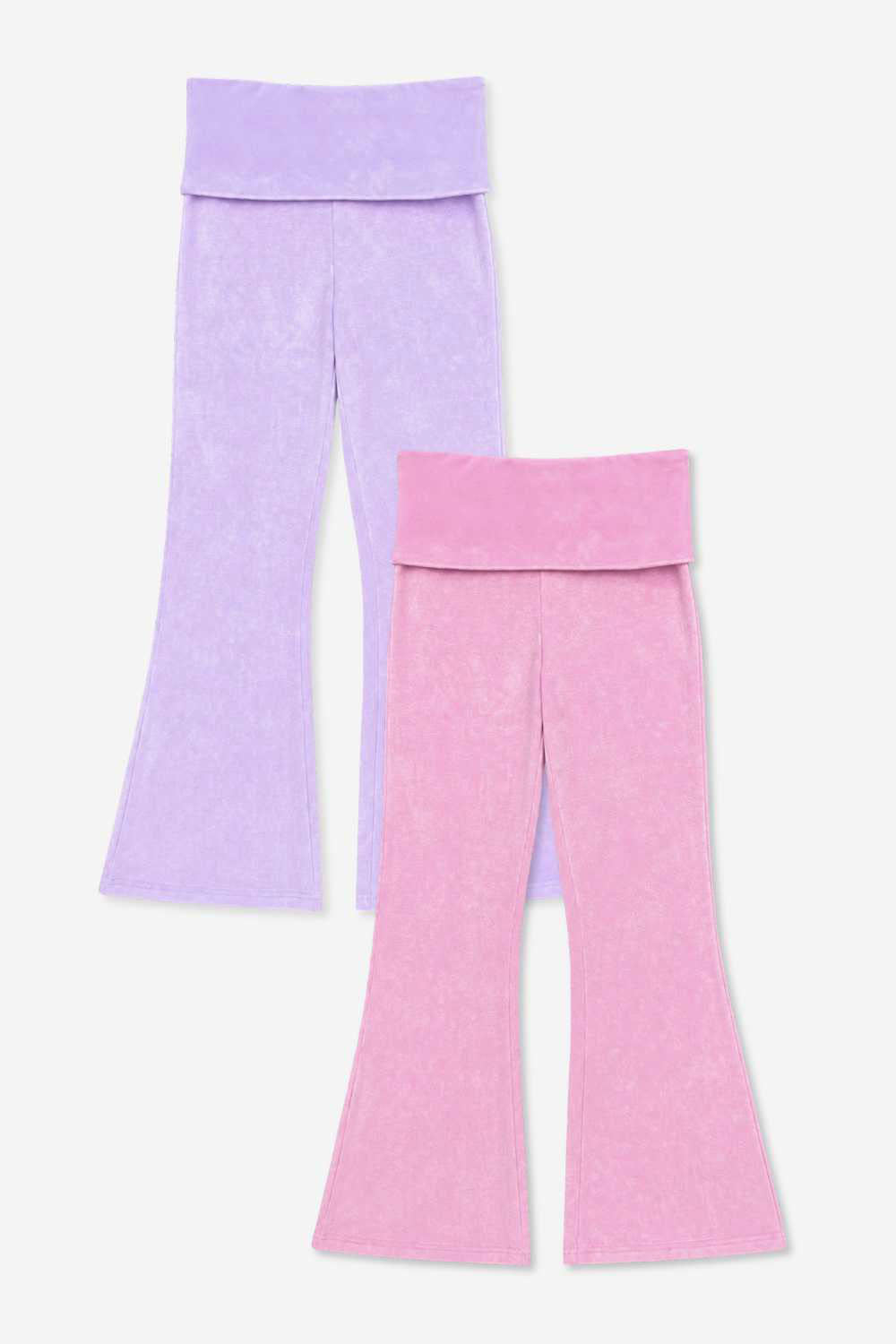 2 Pack Vintage Washed Foldover Flare - Purple | Pink - NEW!