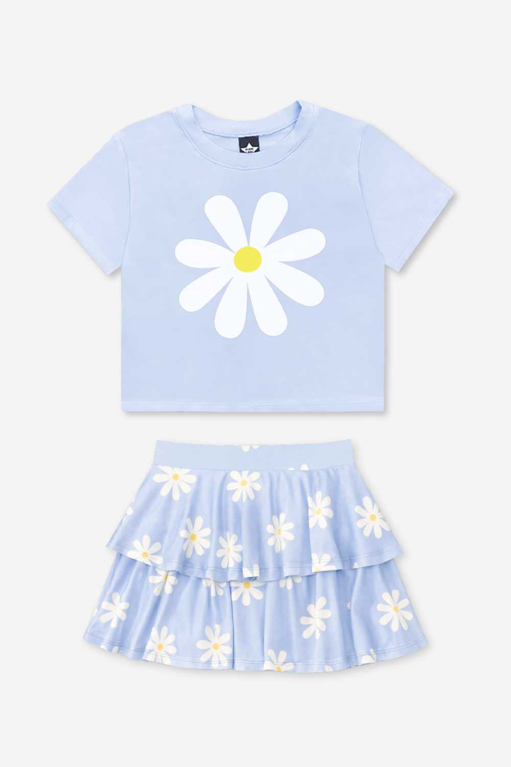 2 Pack Washed Cotton Drop Tee & Simply Soft Double Ruffle Skort - Pretty Daisy Days - NEW!