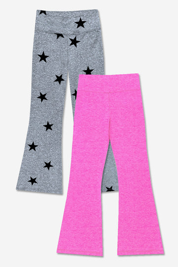 2-Pack Simply Soft Luxe Flare Legging - Dark Pink | Steel Black Stars - NEW!