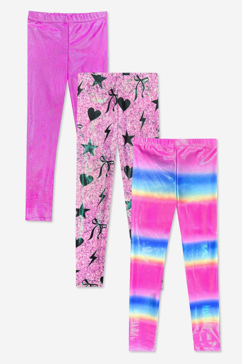 3-Pack Glitter Foil High Shine Legging