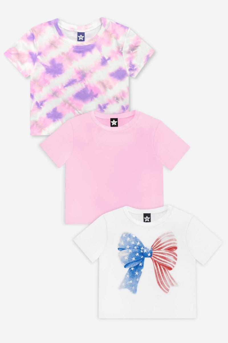 3 Pack Simply Soft Easy Tee - Blush | Pink | Ivory Americana Bow - NEW!