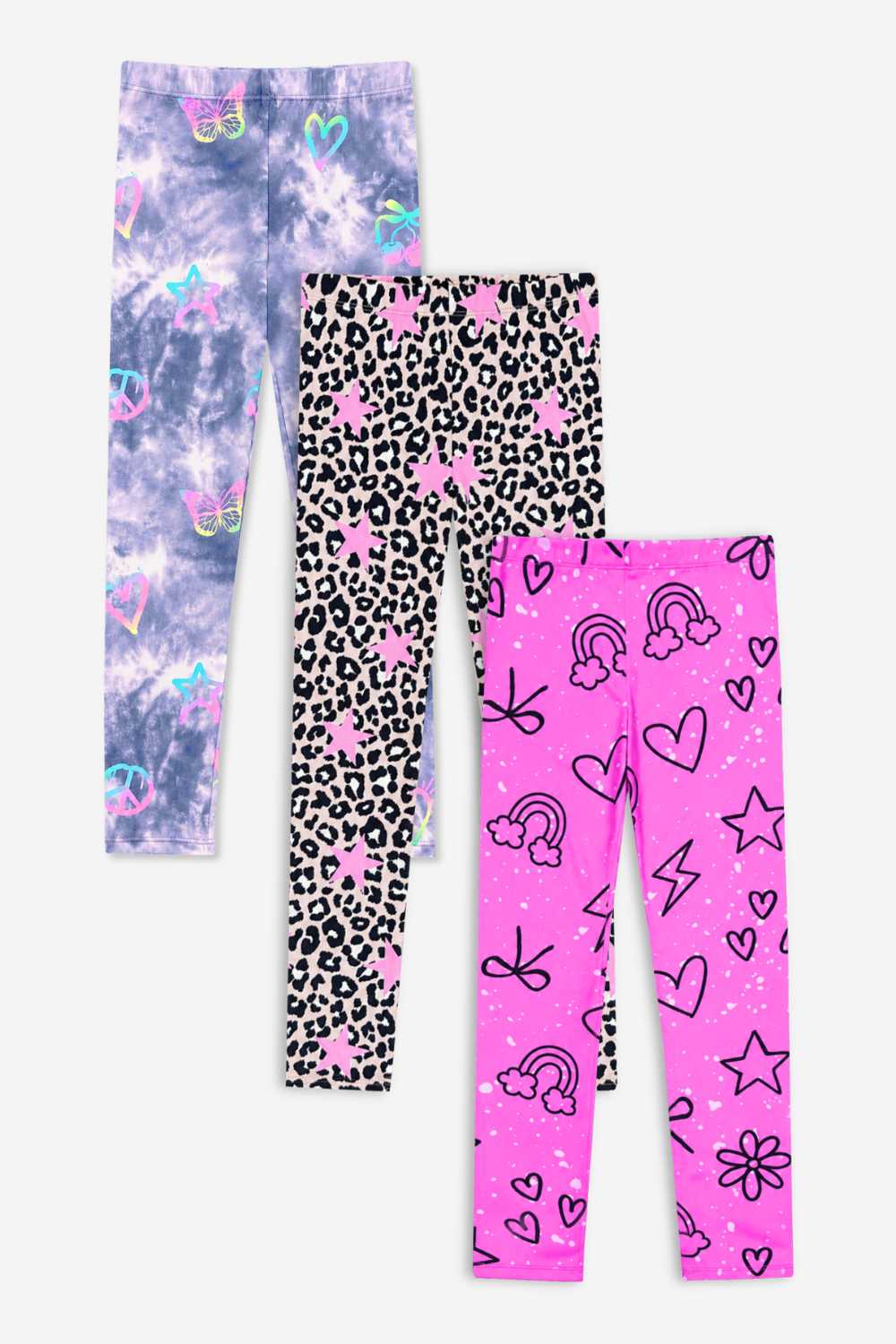 3-Pack Simply Soft Long Legging. - Black Cream Rainbow | Denim Ivory Floral | Rainbow Leopard Heart - NEW!